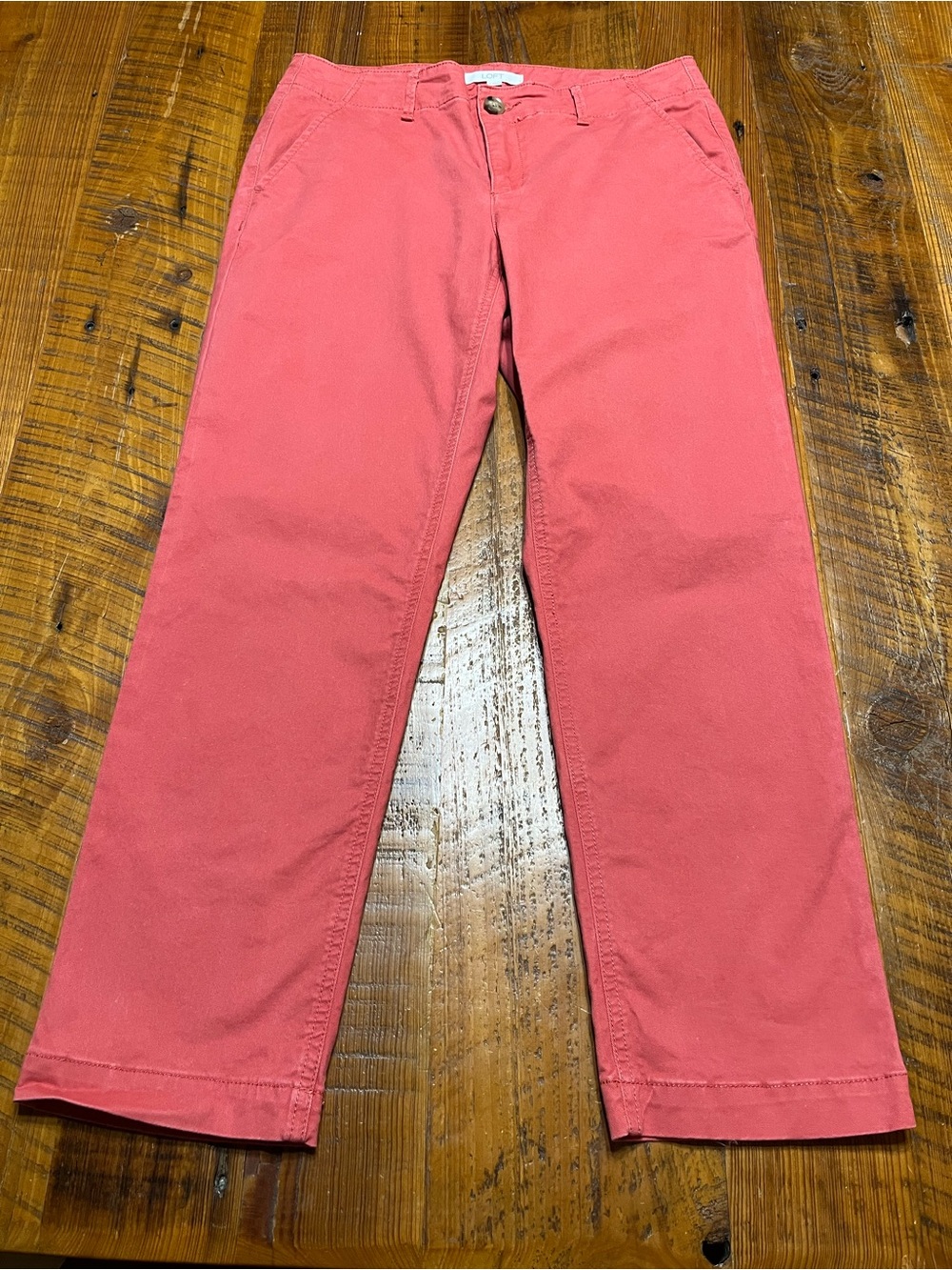 LOFT The Slim Coral Cropped Chinos